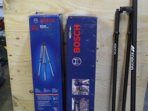 Bosch aluminum tripods BNIB model bt160 level, rotory laser, total station legs