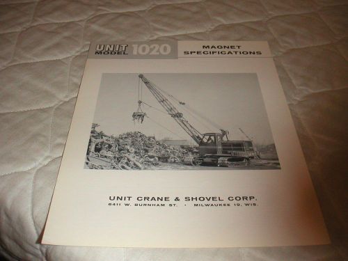 1959 UNIT MODEL 1020 MAGNET CRAWLER CRANE SALES BROCHURE