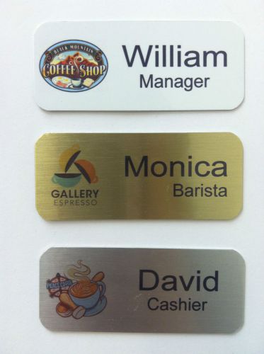 10 Custom Full Color Name Badges - Magnet Backs FREE SETUP FREE ENGRAVING