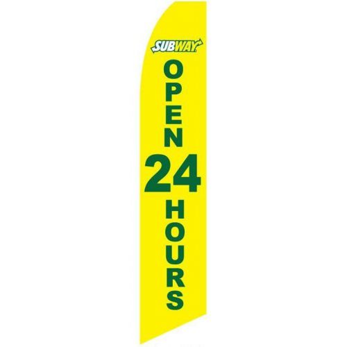 Swooper Flag Half Sleeve Subway Open 24 Hours Yellow Green