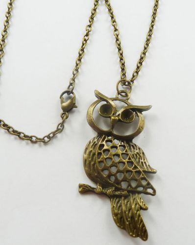 Lots of 1pcs bronze plated owl Costume Necklaces pendant 654mm