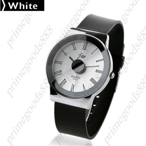 Round Roman Numerals Quartz Black Band Lady Ladies Wristwatch Women&#039;s White Face