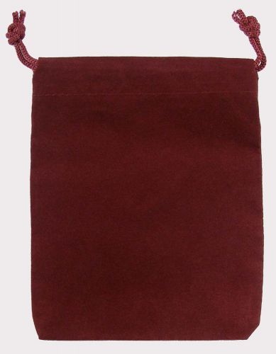 25 BURGUNDY VELVET POUCH 4&#034; x 5 1/2&#034; Gift Bag, rings, coins, medals, valuables