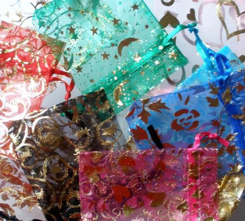 32MultiColor Organza Gift Pouch Bag 2.7x3.5&#034; Wedding Fa