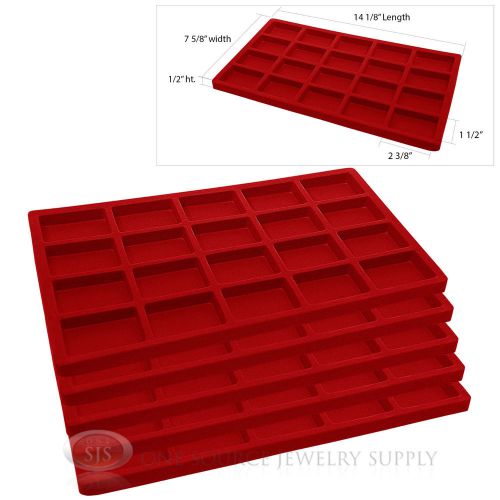 5 Red Insert Tray Liners W/ 20 Compartments Drawer Organizer Jewelry Displays