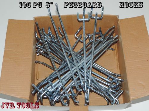 100pcs 8&#034; PEG BOARD HOOKS Shelf Hanger Kit 8&#034; x 1/4&#034; Garage Storage Hanging Set