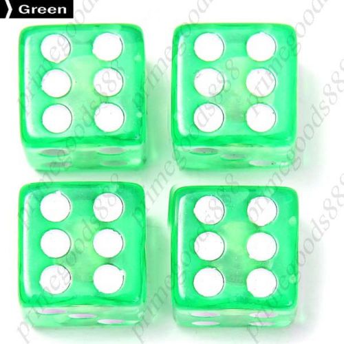 4 x Car Bike Dice Clear Cover Tire Cap Valve Stem Caps Free Shipping Green