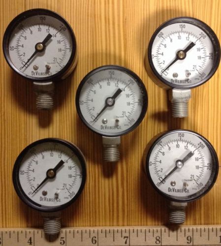 Group Of 5 Devilbiss Pressure Gauge 300 Psig New No Box Great Shape