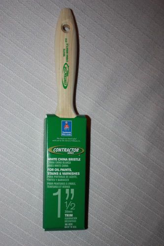 NEW 1  1/2 &#034; SHERWIN WILLIAMS CONTRACTOR SERIES WHITE CHINA BRISTLE TRIM PAINT BRUSH