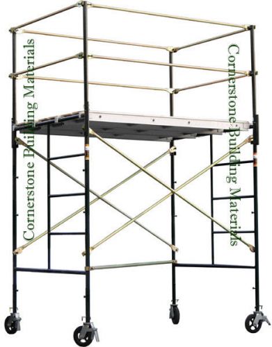 HEAVY DUTY SCAFFOLD ROLLING TOWER 5&#039; X 7&#039; X 7&#039;4&#034; STANDNG DECK HIGH WITH RAILING