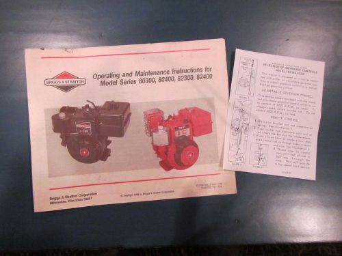 briggs and stratton operating manual 80300, 80400, 82300, 82400 ©1989 USA