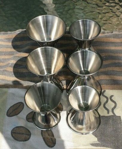 Lot of 6 shot glasses SS 1/2oz - 2oz