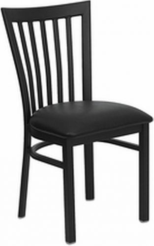 NEW METAL DESIGNER RESTAURANT CHAIRS W BLACK VINYL SEAT**** LOT OF 24 CHAIRS****