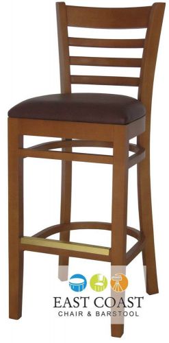 New Wooden Cherry Ladder Back Restaurant Bar Stool with Wine Vinyl Seat