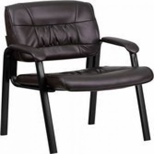 Flash furniture bt-1404-bn-gg brown leather guest / reception chair with black f for sale