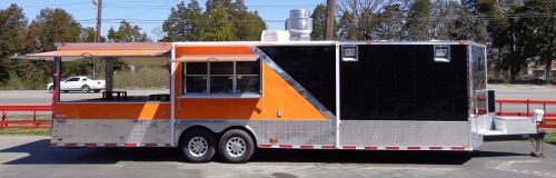 Concession Trailer 8.5&#039;x30&#039; Event BBQ Smoker Catering (Black &amp; Orange)