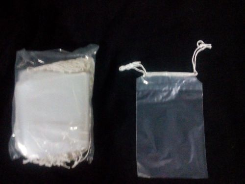 100 drawstring clear plastic bags 4x6 +1 1/2 brand new with pull tabs 2mil for sale