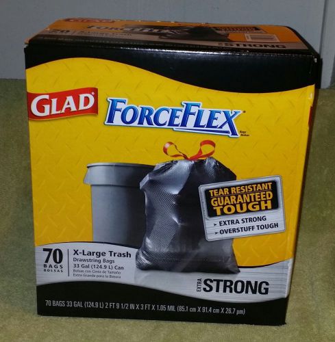 Made in the usa glad forceflex draw string 33 gal 70 ct x large kitchen bags for sale