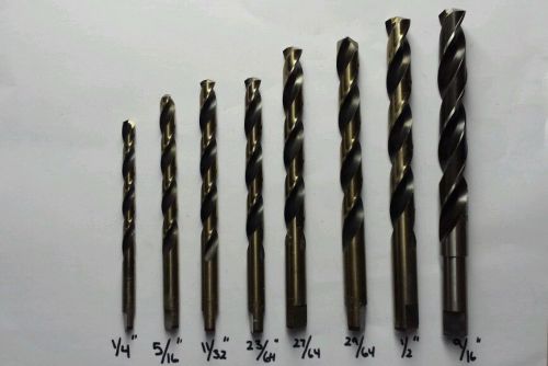 Lot of 8 m42 jobber heavy duty cobalt drill bits made in usa precision twist for sale