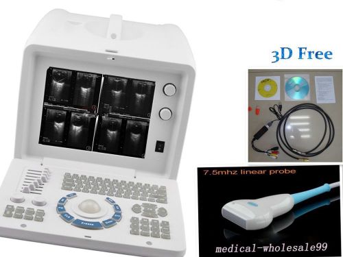 Portable ULTRASOUND MACHINE SCANNER + LINEAR PROBE / TRANCDUER + 3D sw CE% fda