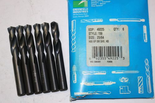 6 new GREENFIELD 25/64&#034; 159 Screw Machine 135° HD Twist Drills Black Oxide 4922