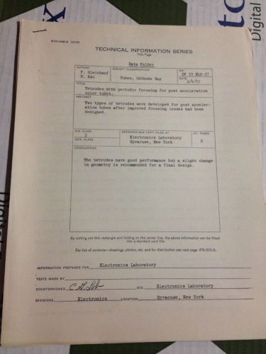 GENERAL ELECTRIC TECHNICAL INFORMATION SERIES TUBES CATHODE RAY 1955