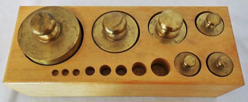 6 piece nist class f brass calibration weights with wood block for sale