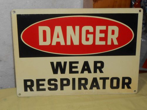 NOS HEAVY METAL-DANGER-WEAR RESPIRATOR- SIGN 14 X 10