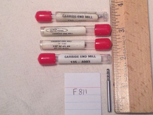 4 NEW USA 3/32&#034; DIAMETER CARBIDE ENDMILLS. 4 FLUTE. BALL. USA MADE {F811}