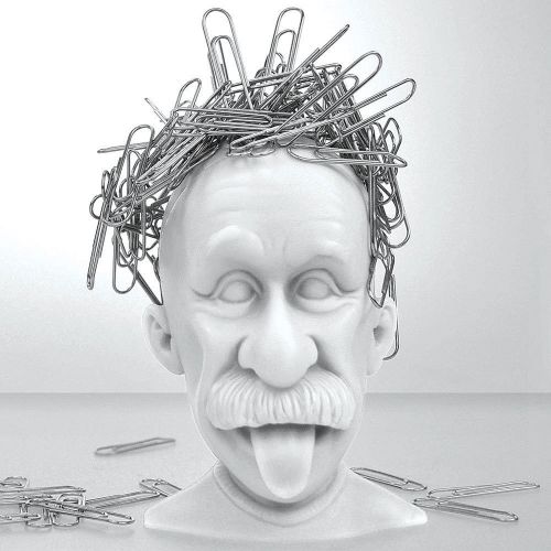 NEW Albert Einstein Genius Bald Headed Magnetic Paper Clip Holder Desk Accessory