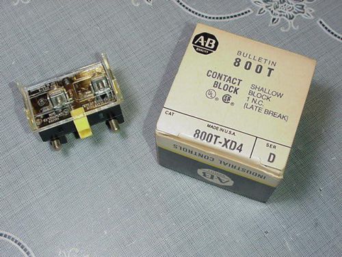 Allen Bradley 800T-XD4 Contact Block, Shallow, 1 NC Late Break Series D NEW!