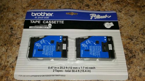 Brother P-TOUCH TC-20 BLACK ON WHITE laminated labels 2 pack new