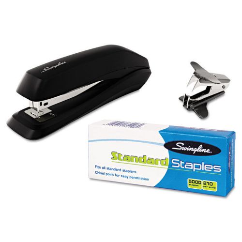 Economy Stapler Pack with Staples and Remover, 15-Sheet Capacity, Black