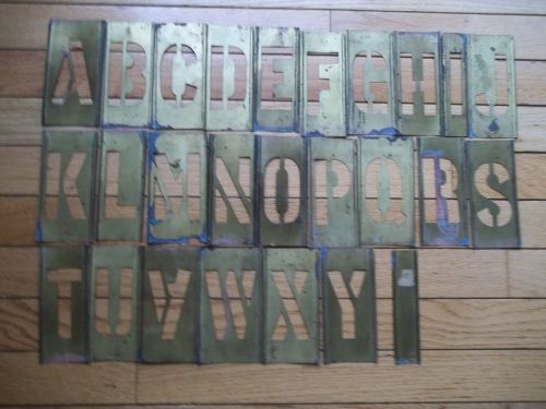 Vintage Lockedge Adjustable Brass Stencil Set Letters 5&#034;  26 Pieces