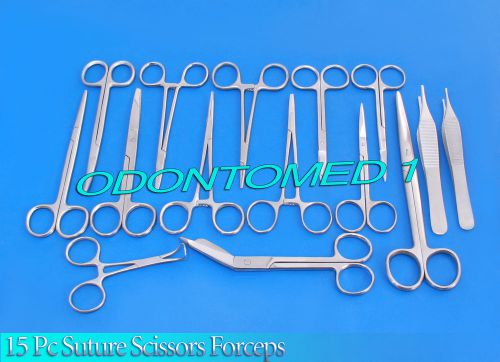 15 PC SUTURE SCISSORS FORCEPS HEMOSTATS NEEDLE HOLDERS