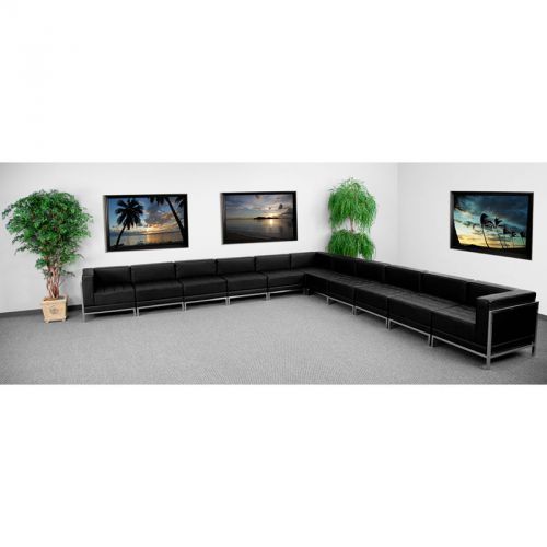 Imagination Series Black Leather Sectional Configuration, 11 Pieces