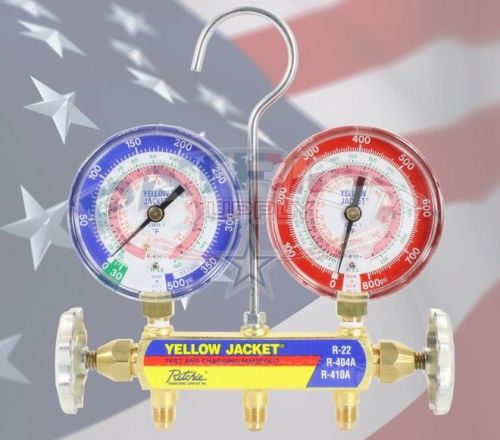 Yellow Jacket 42001 Series 41 Manifold w/ 3-1/8&#034; Gauges