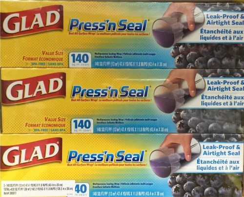 Glad Pressn Seal Food Wrap 140 sq ft - 3Pack