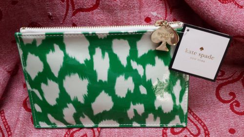 KATE SPADE NEW YORK PENCIL CASE POUCH GREEN PAINTERLY CHEETAH~$24.88~FREE SHIP&#039;N