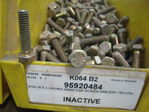 25  Grade 8 Bolts Hex Cap Screws  5/16-18 threads 1-1/4  Inch long  yellow zinc