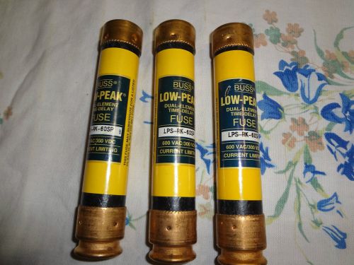 3 New 60 Amp Bussman Fuses LPS-RK-70SP