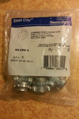 Bag of 5 steel city thomas &amp; betts 3/8&#034; combination connector xc280-5 for sale