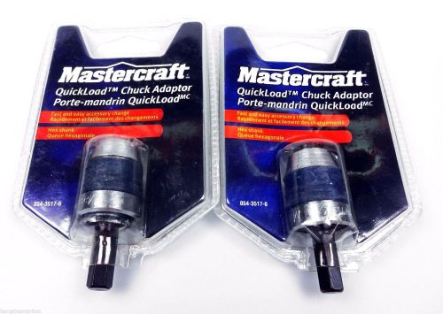 Lot of 2 Mastercraft Chuck Adaptors Adapters 1/4&#034; Hex Shank QuickLoad Quick Load