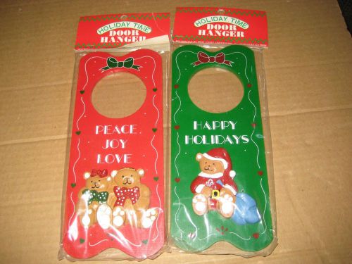 WOOD CHRISTMAS DOOR HANGER!  HOLIDAY TIME LOT OF FOUR &amp; 3 PACKS OF  GUTTER HOOKS