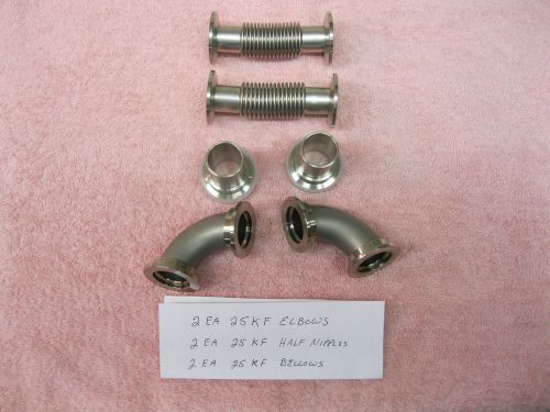 NW25 KF25, ELBOWS, HALF NIPPLES, BELLOWS- LOT OF 6