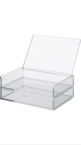 MUJI Acrylic Case 2 Drawers Lid Large Size Make Up Stationery Storage