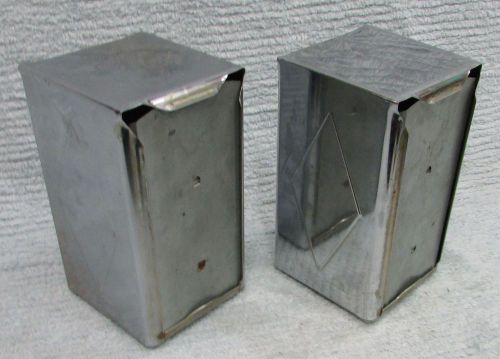 Pair Vintage Chrome Steel 4x4x7 Restaurant Ware Old Cafe Napkin Holders FREE SH