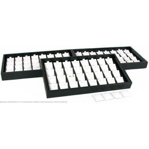 100 White Puff Earring Card Display &amp; Black Tray