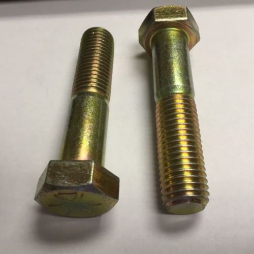 7/16-14 x 4-1/2 NC Hex Cap Screw Grade 8 Zinc &amp; Yellow 25 pounds per box