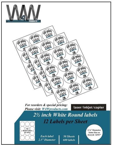 W4w 2-1/2 inch round self adhesive white labels  comparable to 5294 for sale